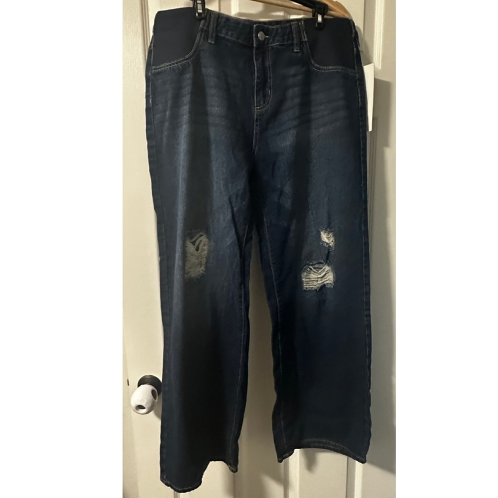 Women's Dark Blue Distressed Jeans
